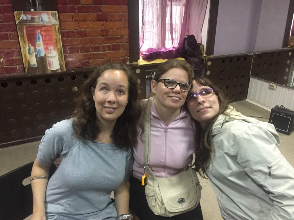 We are always hoping to build new relationships. Here Laurel makes new friends at the social we hosted in Moscow. 